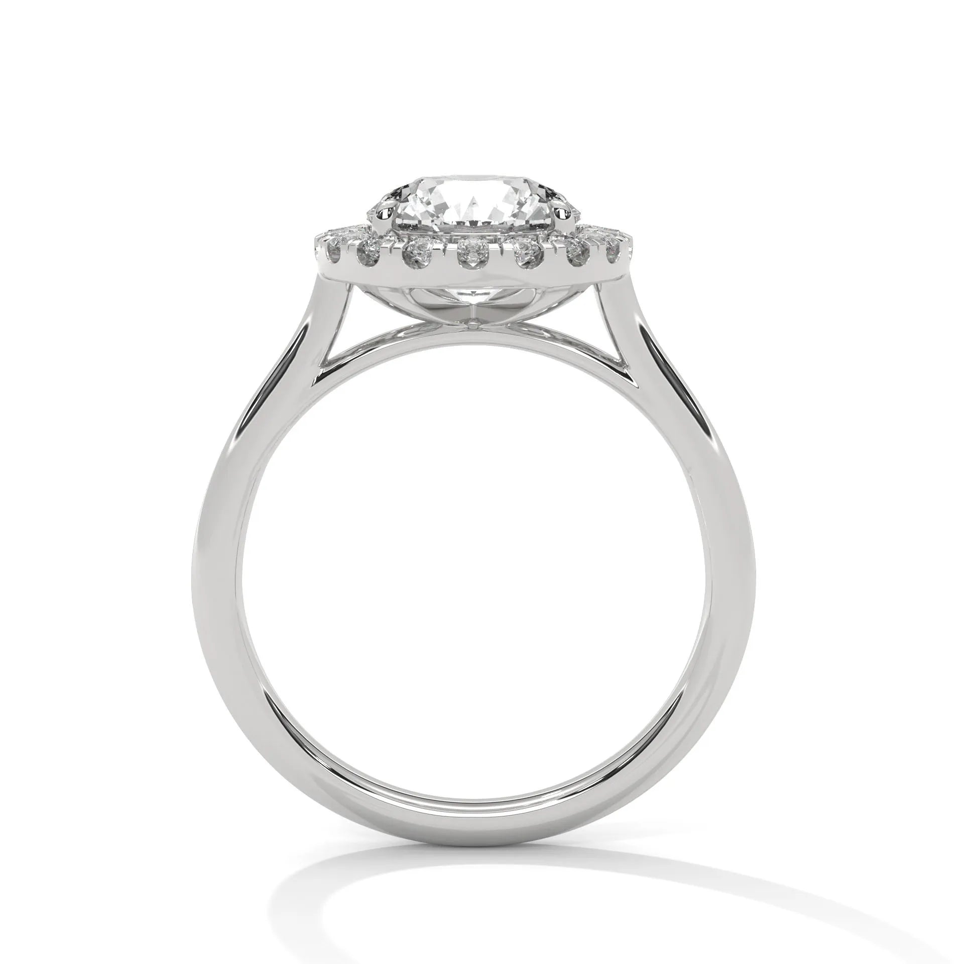 2.0ct Round Brilliant Cut Moissanite Halo Solitaire Ring 925 Sterling Silver Engagement Band