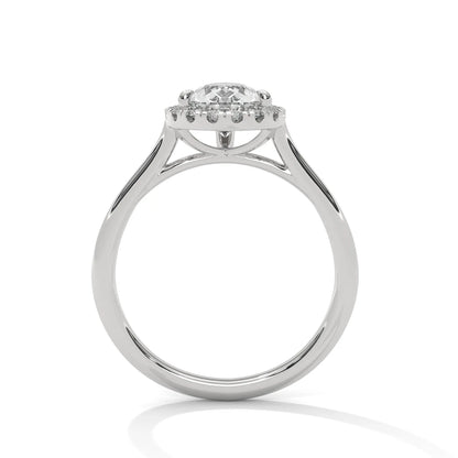 1.5ct Pear Cut Moissanite Halo Solitaire Ring 925 Sterling Silver Engagement Band