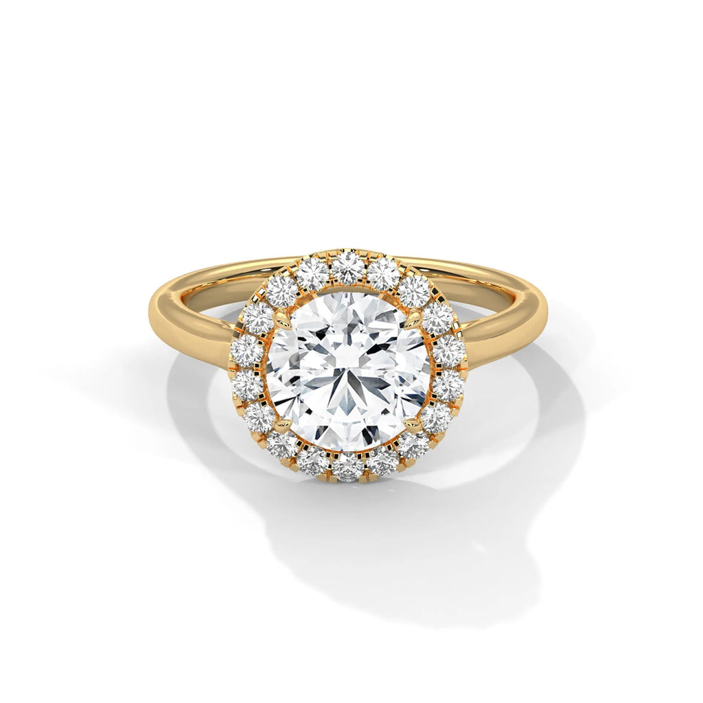 2.0ct Round Brilliant Cut Moissanite Halo Solitaire Ring 925 Sterling Silver Engagement Band