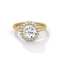 2.0ct Round Brilliant Cut Moissanite Halo Solitaire Ring 925 Sterling Silver Engagement Band