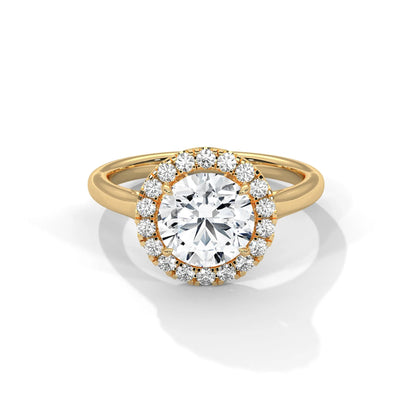 2.0ct Round Brilliant Cut Moissanite Halo Solitaire Ring 925 Sterling Silver Engagement Band