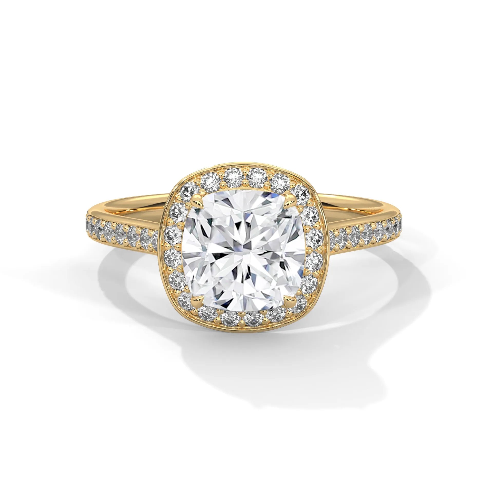 2.0ct Cushion Cut Moissanite Halo Solitaire Ring 925 Sterling Silver Engagement Band