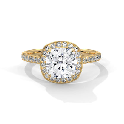 2.0ct Cushion Cut Moissanite Halo Solitaire Ring 925 Sterling Silver Engagement Band