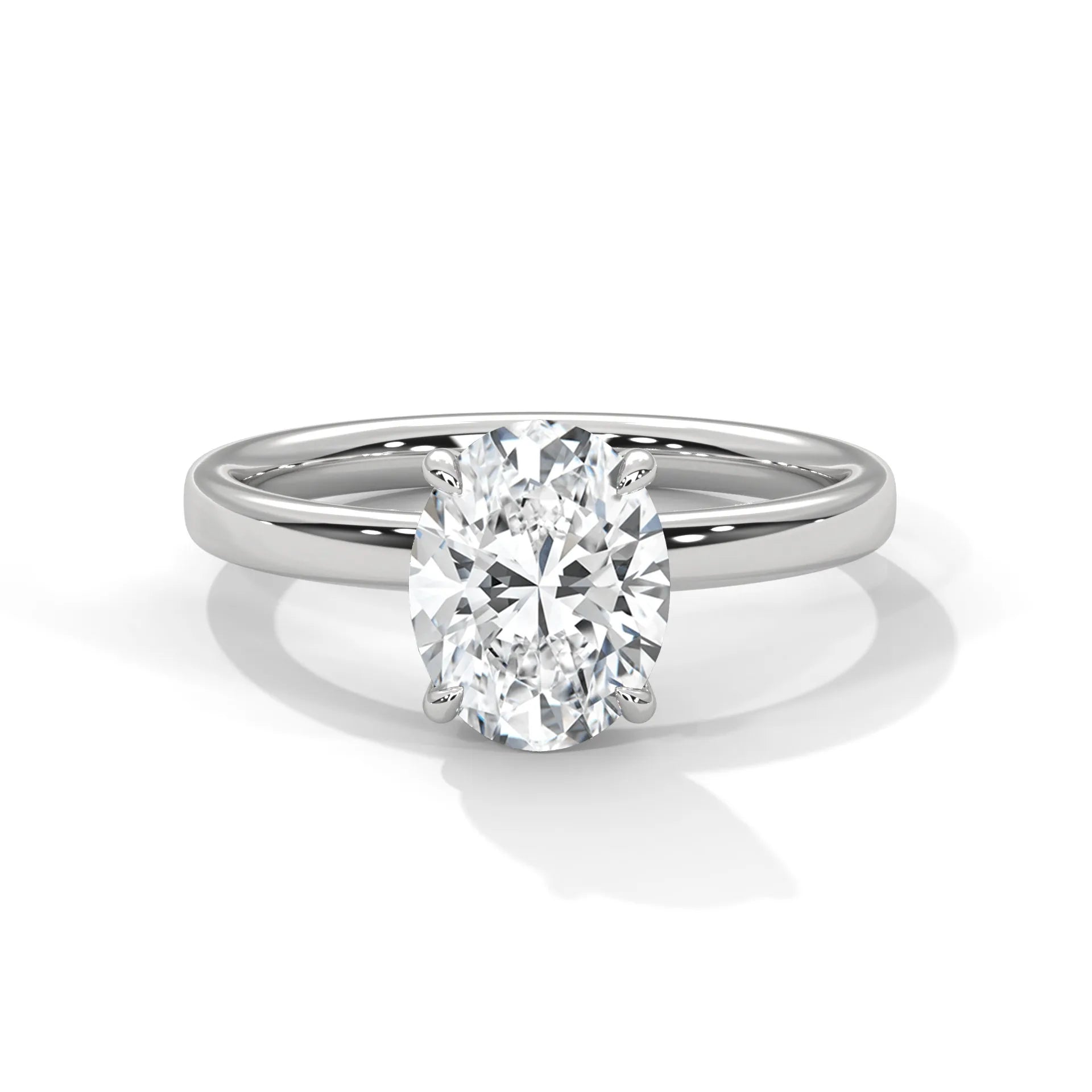 1.67ct Oval Cut Moissanite Solitaire Ring 925 Sterling Silver Classic Engagement Band