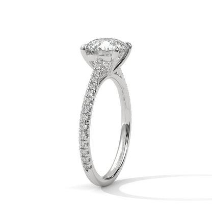 2.0ct Round Brilliant Cut Moissanite Solitaire Ring 925 Sterling Silver Pave Set Band