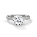 2.0ct Round Brilliant Cut Moissanite Solitaire Ring with Pave Band 925 Sterling Silver