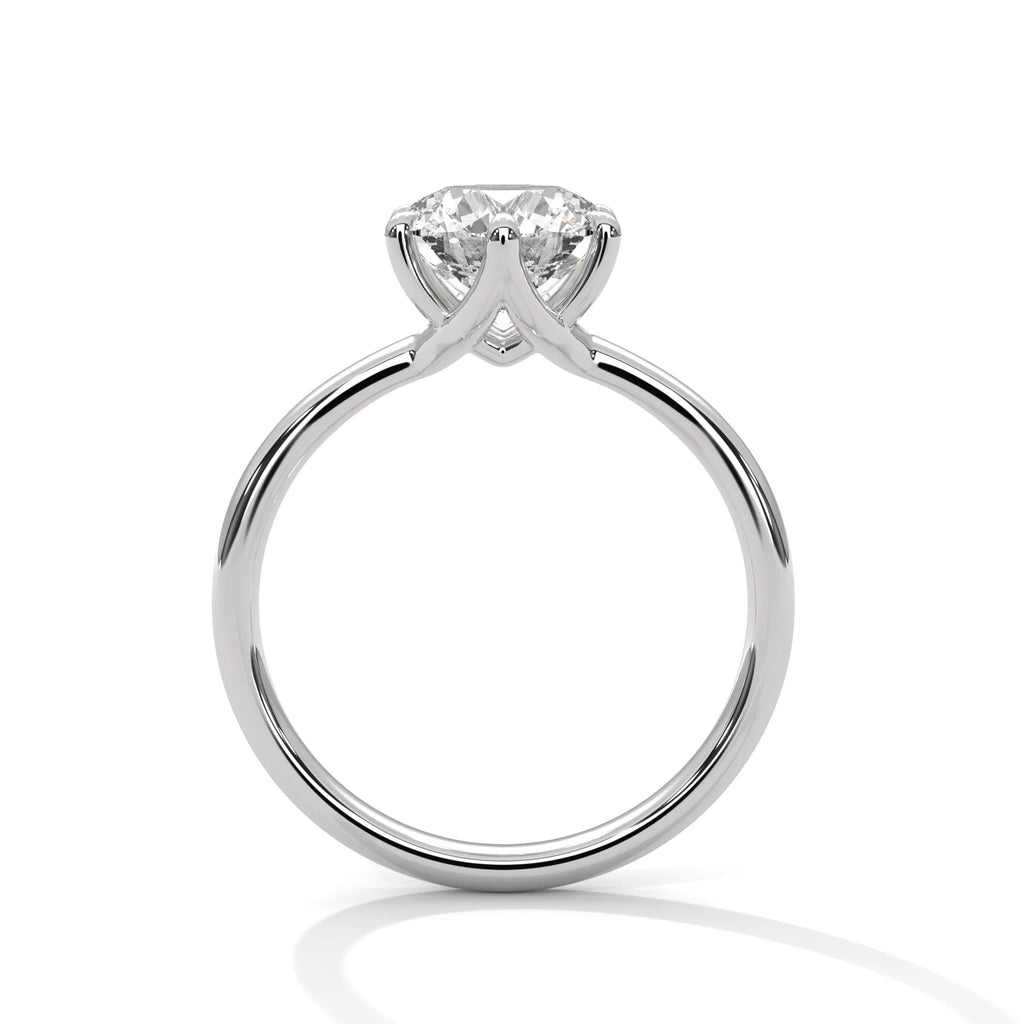 2.0ct Round Brilliant Cut Moissanite Solitaire Ring 925 Sterling Silver Classic 6-Prong Engagement Band