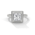 2.0ct Princess Cut Moissanite Halo Solitaire Ring 925 Sterling Silver Engagement Band