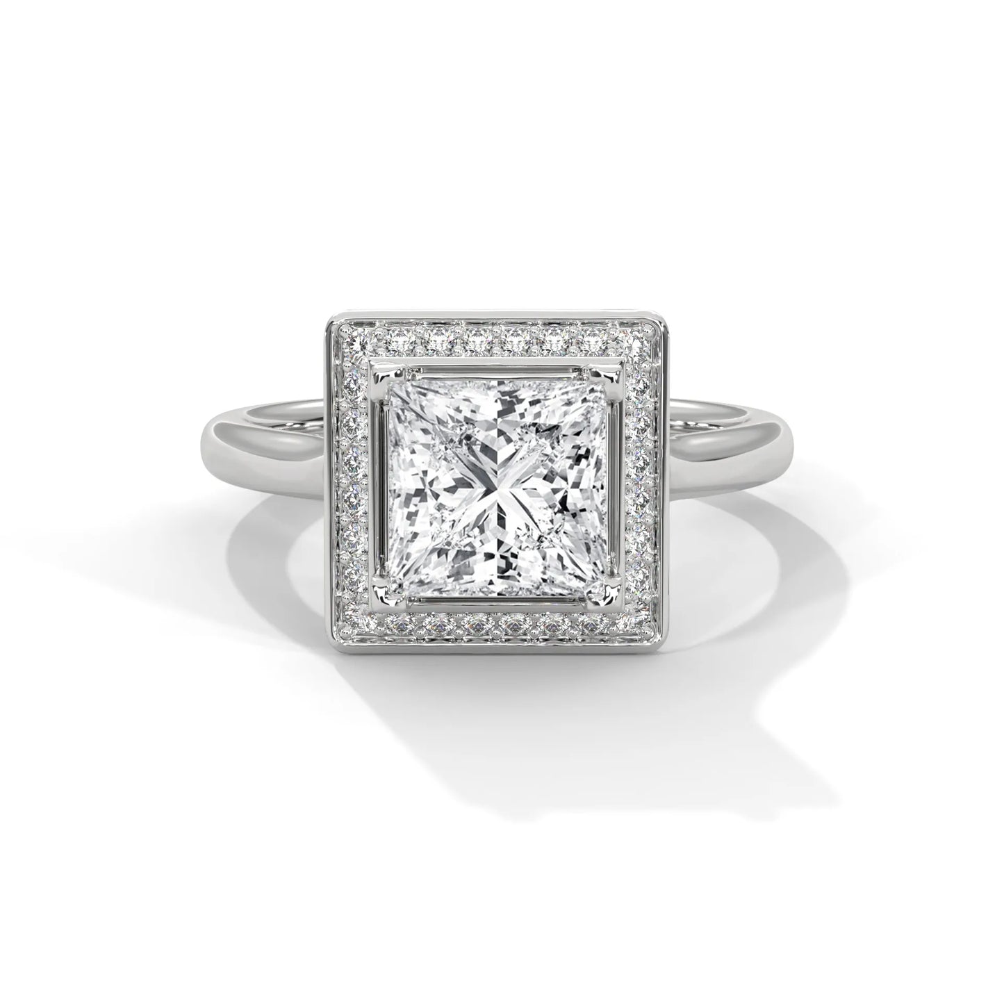 2.0ct princess cut moissanite halo solitaire ring 925 sterling silver engagement band