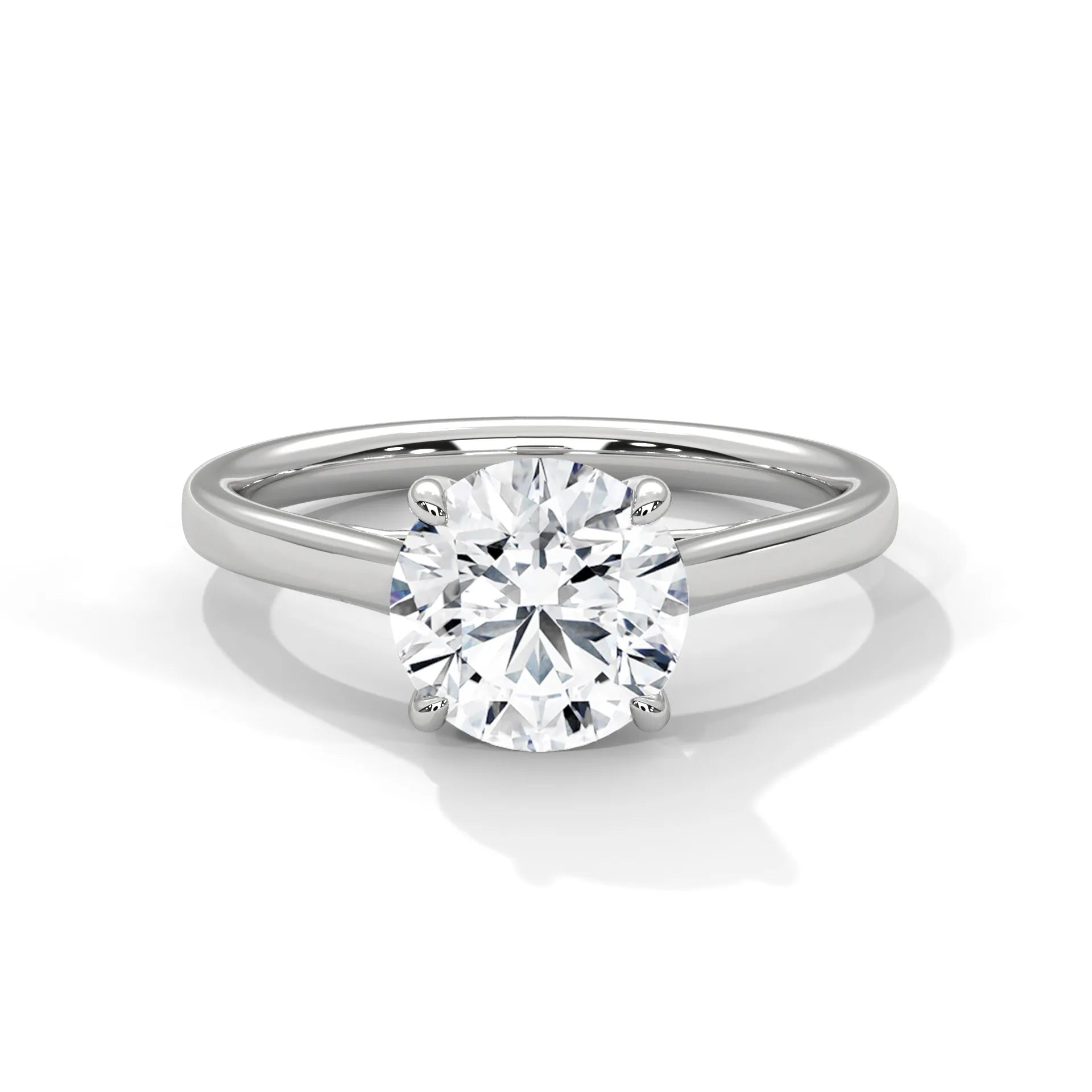 2.0ct Round Brilliant Cut Moissanite Solitaire Ring 925 Sterling Silver Classic Engagement Band