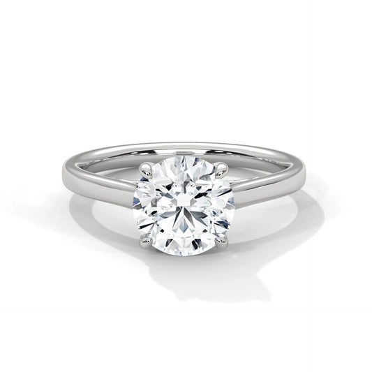 2.0ct Round Brilliant Cut Moissanite Solitaire Ring 925 Sterling Silver Classic Engagement Band