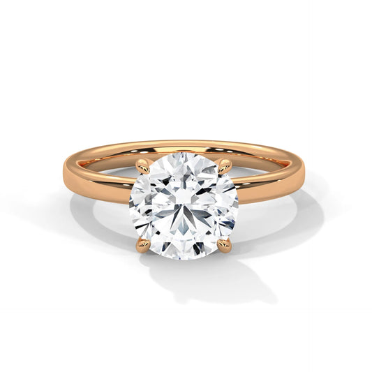 2.0ct Round Brilliant Cut Moissanite Solitaire Ring 925 Sterling Silver Classic 4-Prong Engagement Band