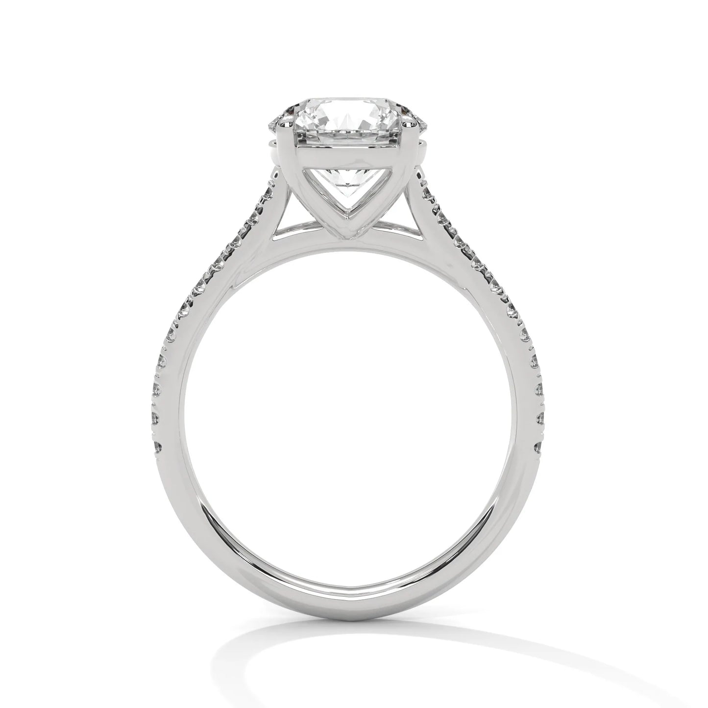 2.0ct round brilliant cut moissanite solitaire ring with pave band 925 sterling silver
