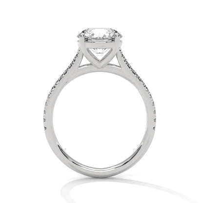2.0ct Round Brilliant Cut Moissanite Solitaire Ring with Pave Band 925 Sterling Silver