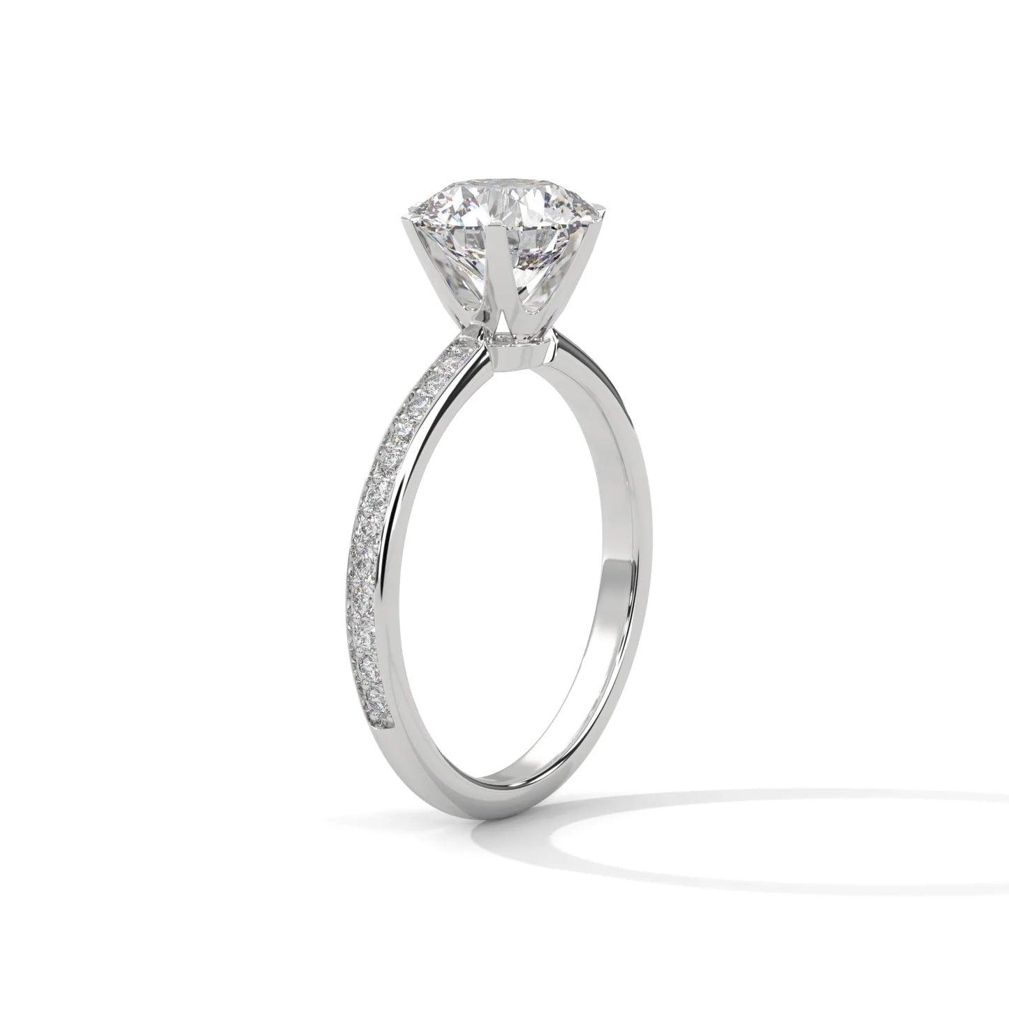 2.24ctw round brilliant cut moissanite solitaire ring with pave set band 925 sterling silver