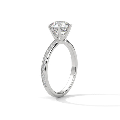 2.24ctw Round Brilliant Cut Moissanite Solitaire Ring with Pave Set Band 925 Sterling Silver