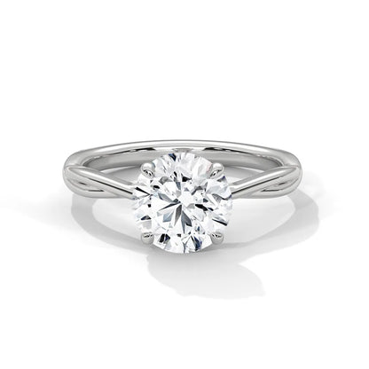 2.0ct Round Brilliant Cut Moissanite Solitaire Ring with Twist Band 925 Sterling Silver