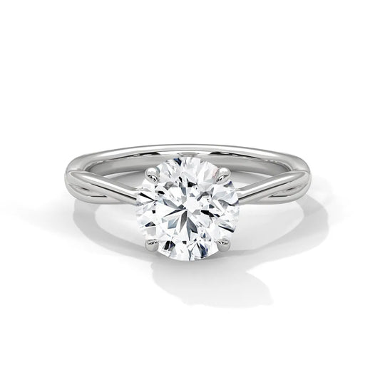 2.0ct Round Brilliant Cut Moissanite Solitaire Ring with Twist Band 925 Sterling Silver