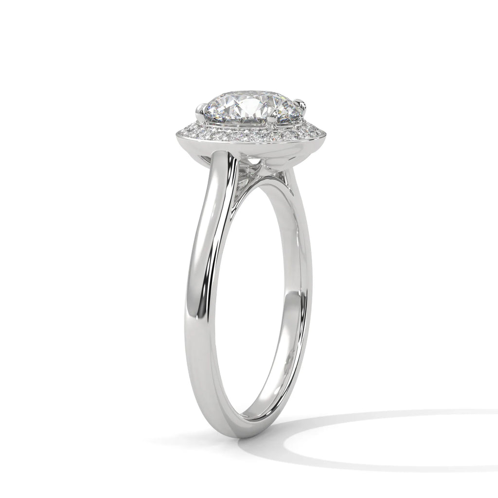 2.0ct Round Brilliant Cut Moissanite Halo Solitaire Ring 925 Sterling Silver Engagement Band