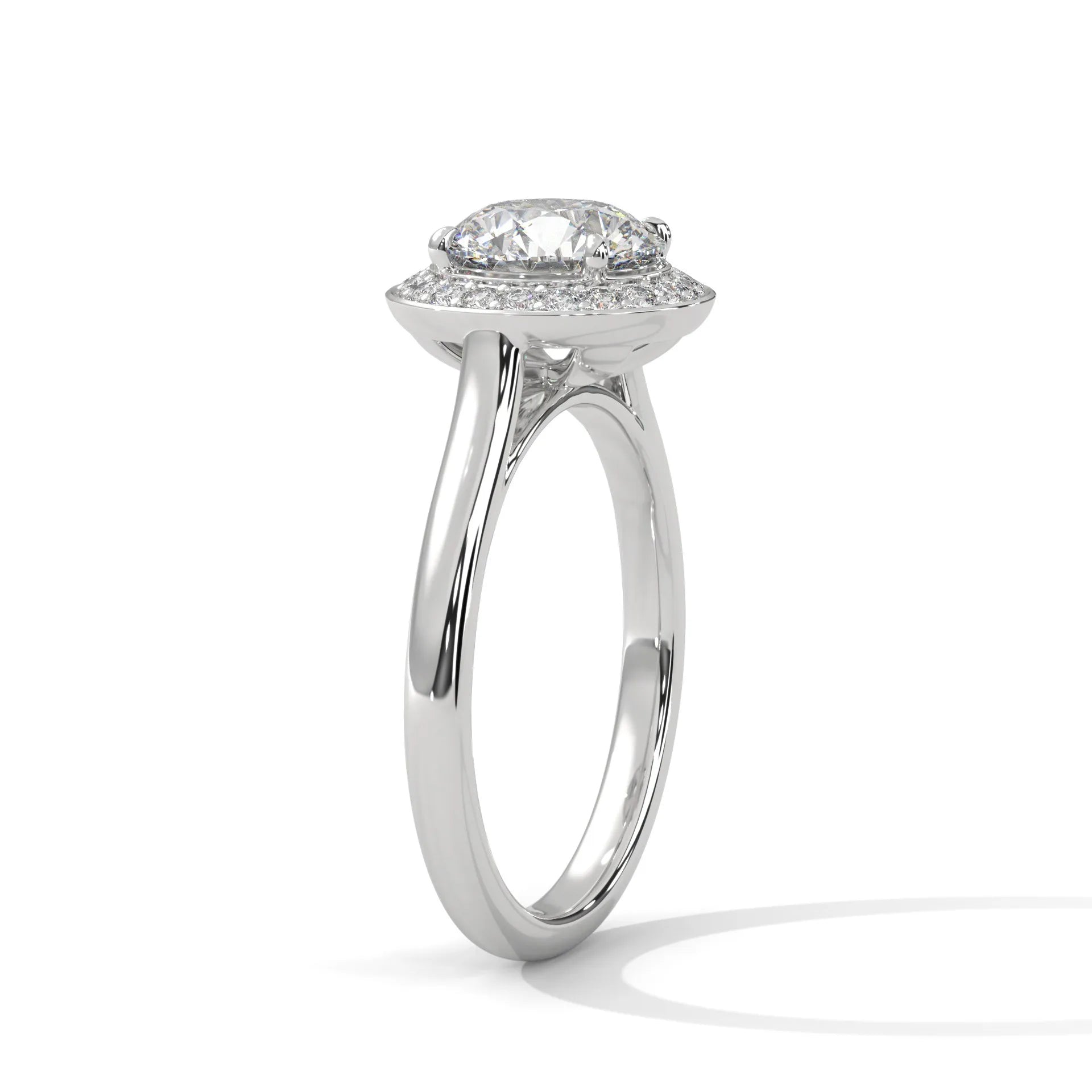 2.0ct Round Brilliant Cut Moissanite Halo Solitaire Ring 925 Sterling Silver Engagement Band