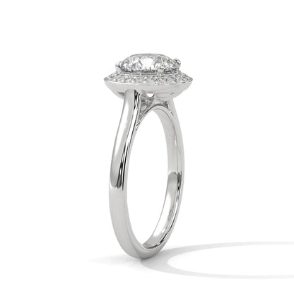 2.0ct Round Brilliant Cut Moissanite Halo Solitaire Ring 925 Sterling Silver Engagement Band