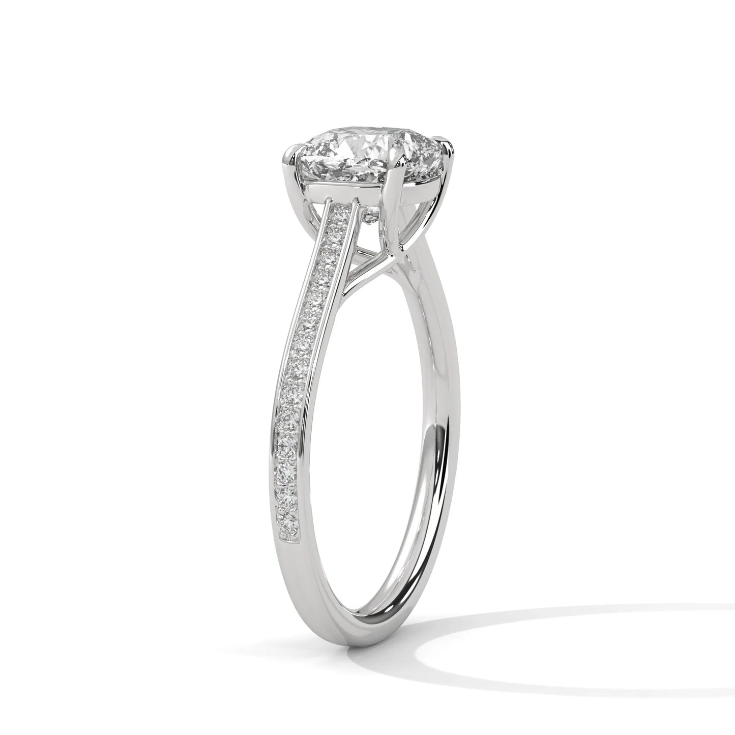 2.0ct cushion cut moissanite solitaire ring with pave band 925 sterling silver