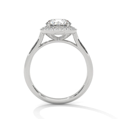 2.0ct Round Brilliant Cut Moissanite Halo Solitaire Ring 925 Sterling Silver Engagement Band
