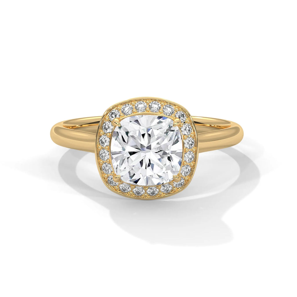 2.20ctw Cushion Cut Moissanite Halo Solitaire Ring 925 Sterling Silver Engagement Band