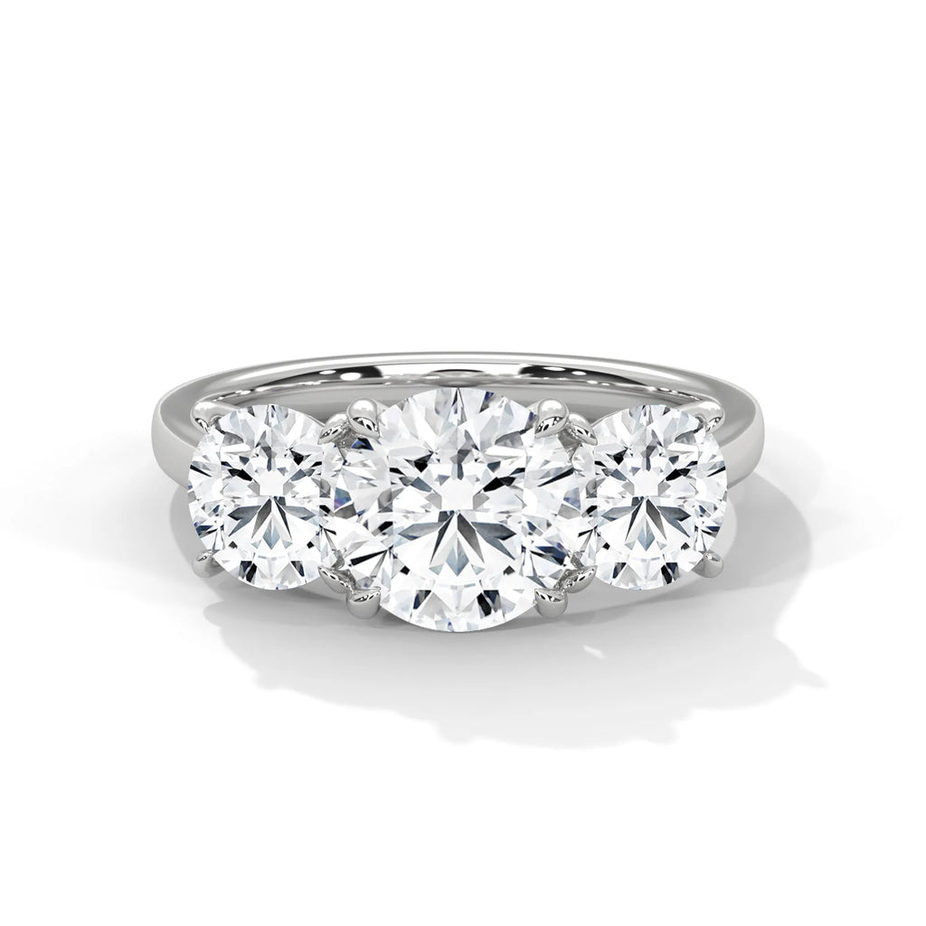 2.0ct Round Brilliant Cut Moissanite 3-Stone Ring 925 Sterling Silver Classic Engagement Band