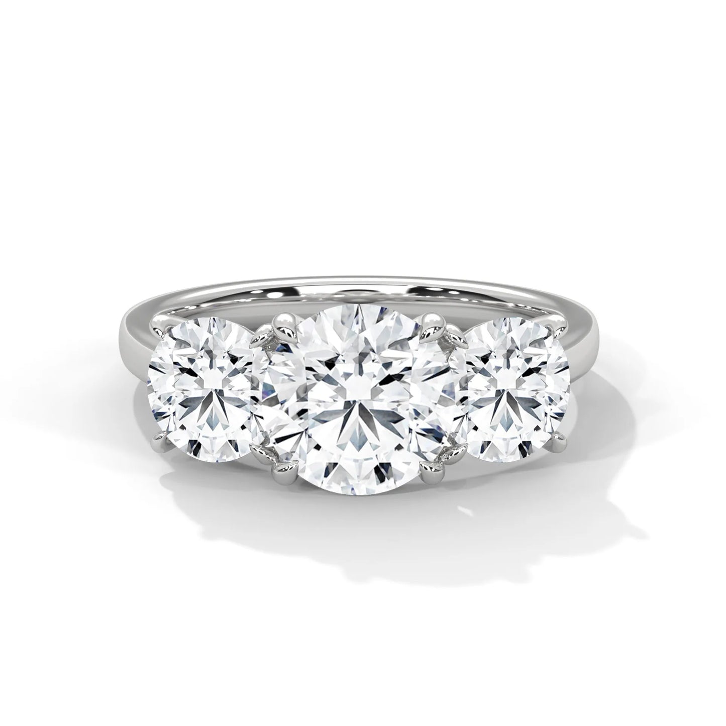 2.0ct round brilliant cut moissanite 3-stone ring 925 sterling silver classic engagement band