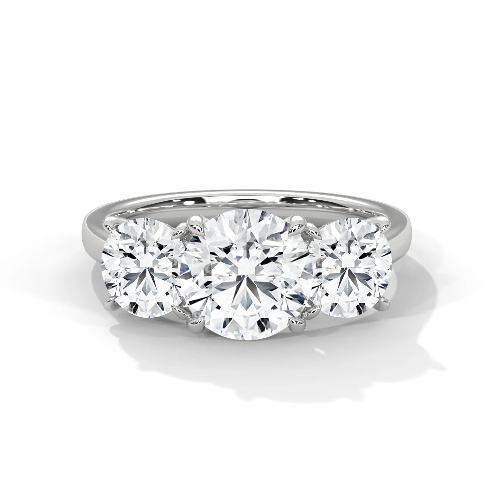 2.0ct Round Brilliant Cut Moissanite 3-Stone Ring 925 Sterling Silver Classic Engagement Band