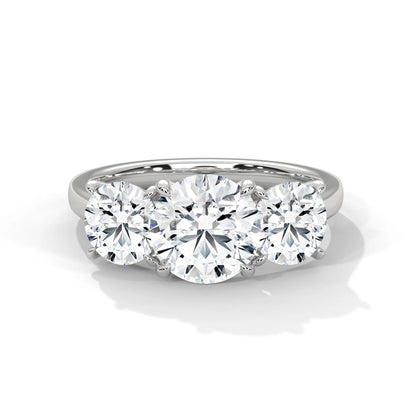 2.0ct Round Brilliant Cut Moissanite 3-Stone Ring 925 Sterling Silver Classic Engagement Band