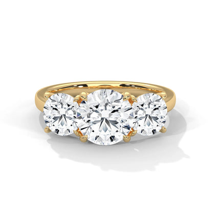 2.0ct Round Brilliant Cut Moissanite 3-Stone Ring 925 Sterling Silver Classic Engagement Band