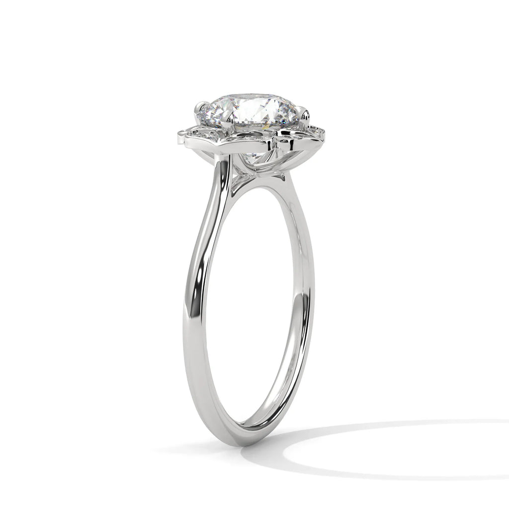 2.0ct Round Brilliant Cut Moissanite Floral Halo Solitaire Ring 925 Sterling Silver