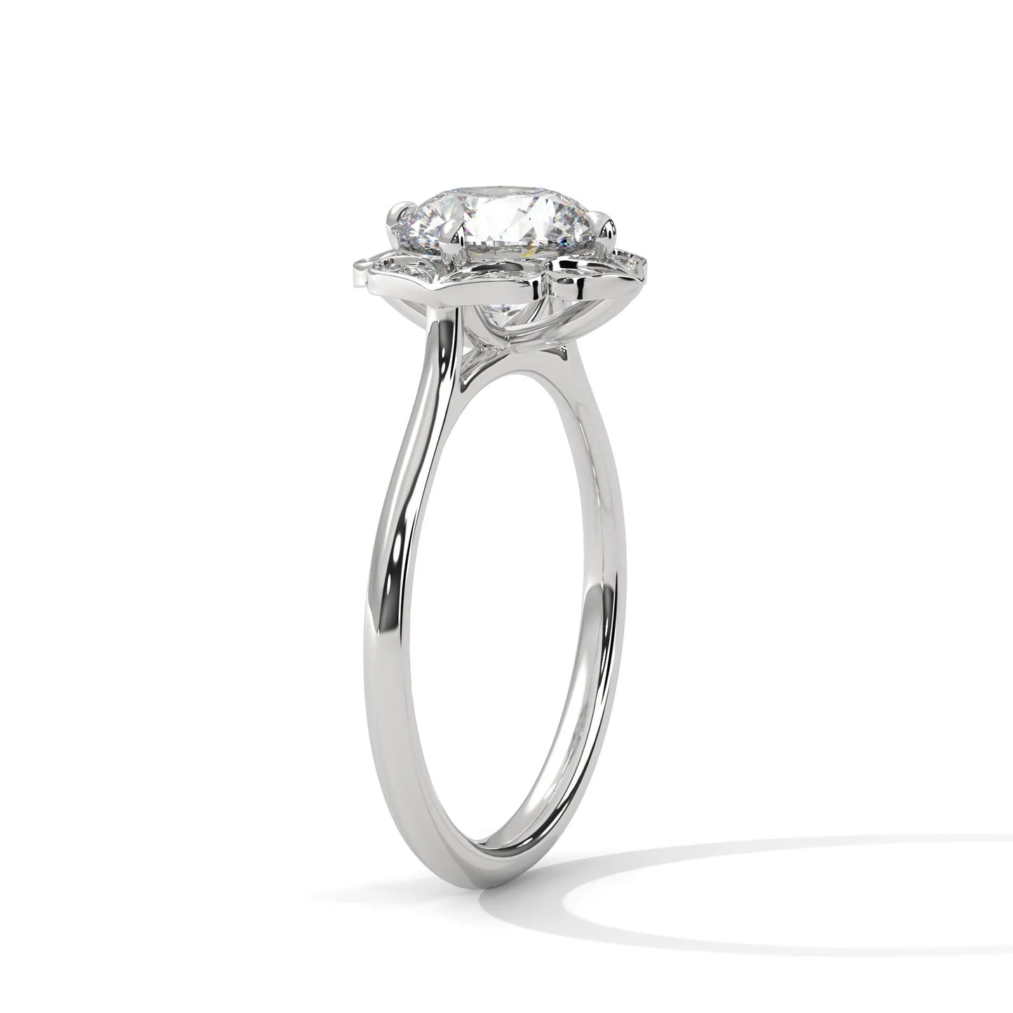 2.0ct round brilliant cut moissanite floral halo solitaire ring 925 sterling silver