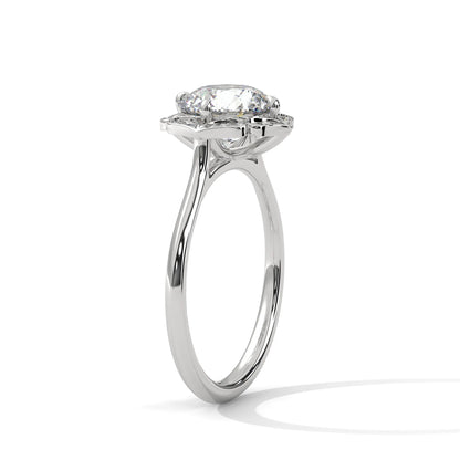 2.0ct Round Brilliant Cut Moissanite Floral Halo Solitaire Ring 925 Sterling Silver