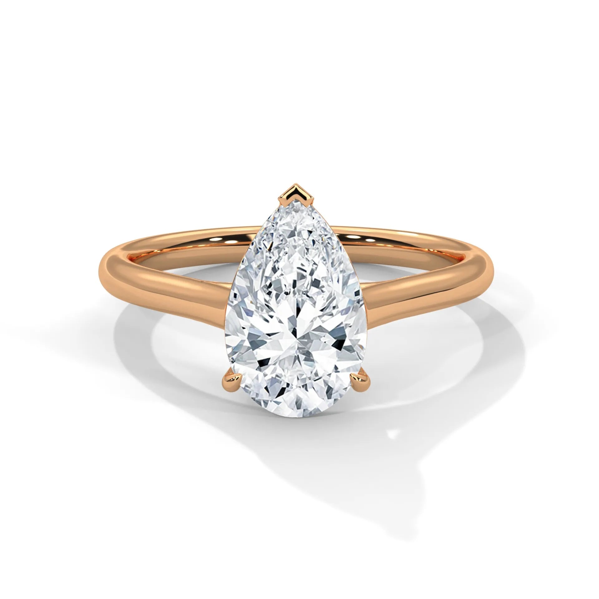 2.0ct Pear Cut Moissanite Solitaire Ring 925 Sterling Silver Classic Engagement Band