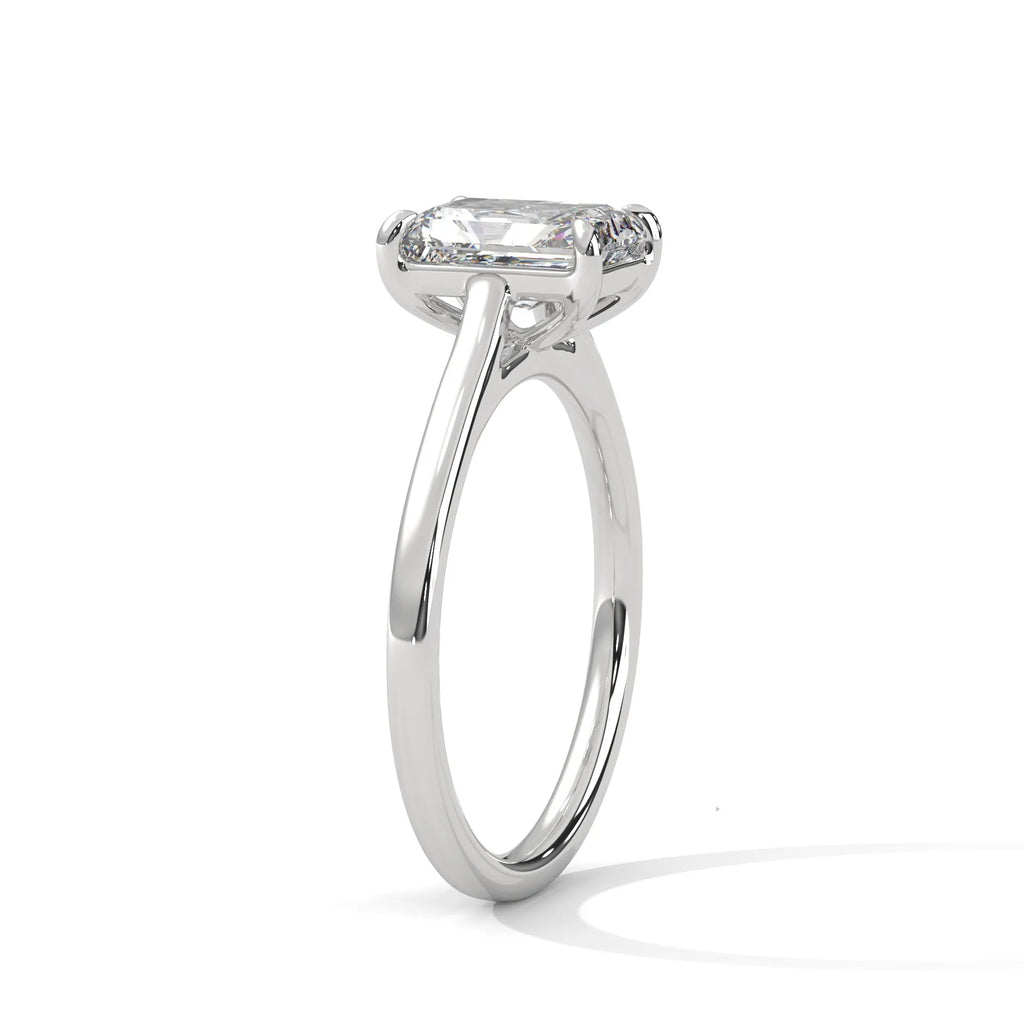 2.0ct Emerald Cut Moissanite Solitaire Ring 925 Sterling Silver Classic Engagement Band
