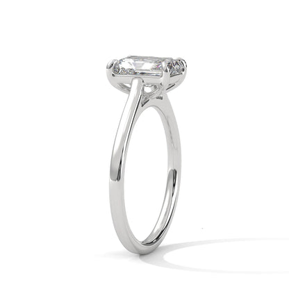 2.0ct Emerald Cut Moissanite Solitaire Ring 925 Sterling Silver Classic Engagement Band