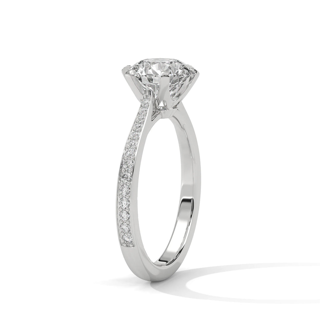 Round Brilliant Cut 2.0ct Moissanite Solitaire Ring 925 Sterling Silver Pave Engagement Band