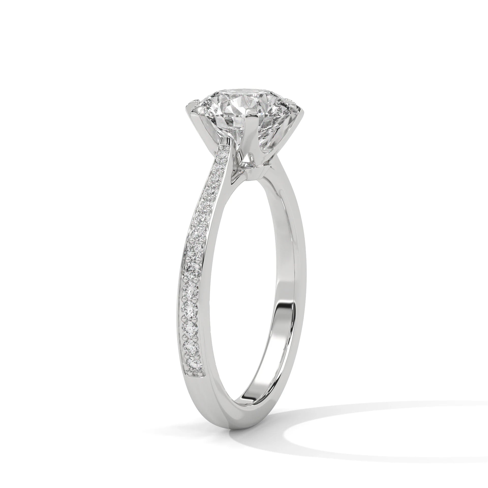 Round Brilliant Cut 2.0ct Moissanite Solitaire Ring 925 Sterling Silver Pave Engagement Band