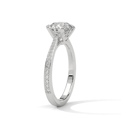 Round Brilliant Cut 2.0ct Moissanite Solitaire Ring 925 Sterling Silver Pave Engagement Band
