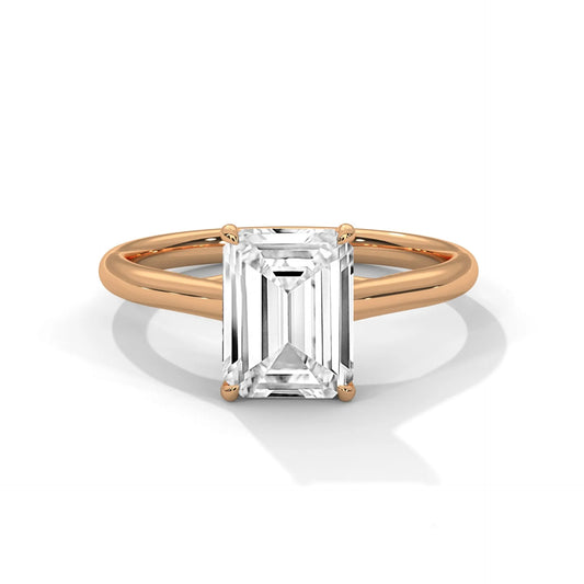 2.0ct Emerald Cut Moissanite Solitaire Ring 925 Sterling Silver Classic Engagement Band