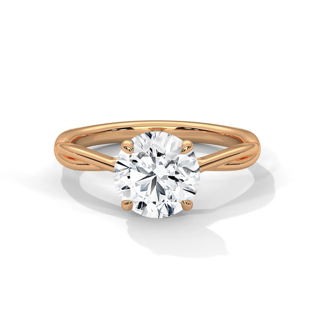 2.0ct round brilliant cut moissanite solitaire ring with twist band 925 sterling silver