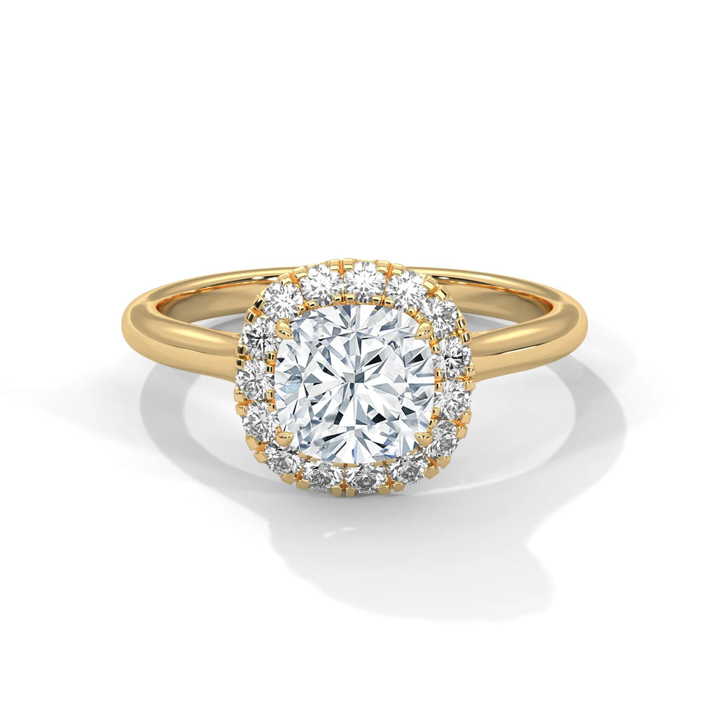 2.0ct Cushion Cut Moissanite Halo Solitaire Ring 925 Sterling Silver Engagement Band