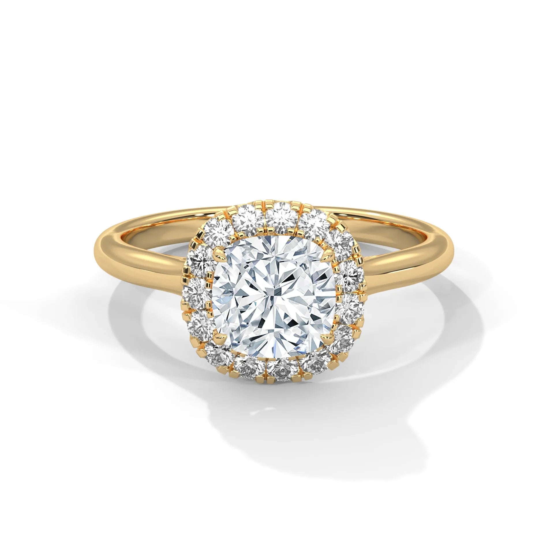 2.0ct Cushion Cut Moissanite Halo Solitaire Ring 925 Sterling Silver Engagement Band