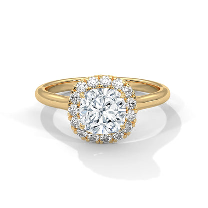 2.0ct Cushion Cut Moissanite Halo Solitaire Ring 925 Sterling Silver Engagement Band