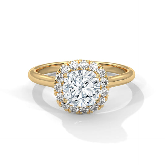 2.0ct Cushion Cut Moissanite Halo Solitaire Ring 925 Sterling Silver Engagement Band