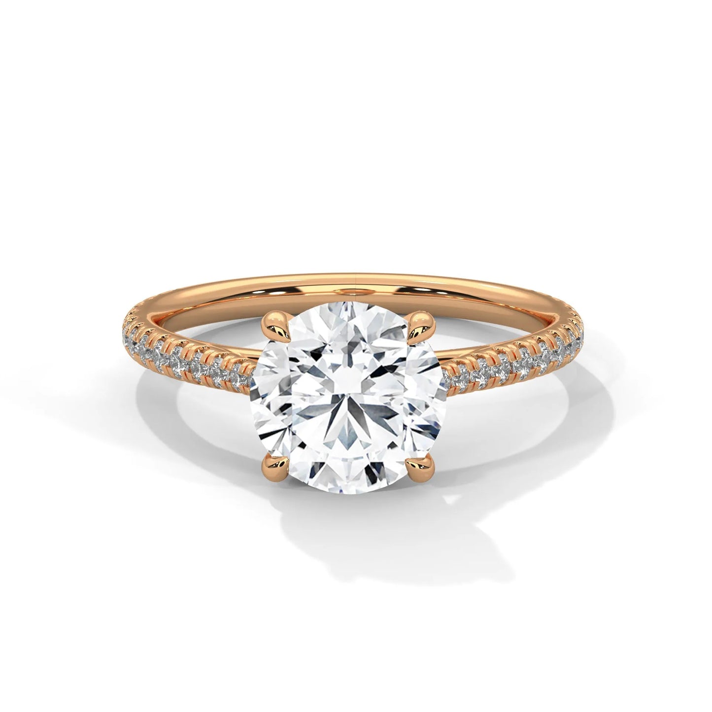 2.0ct round brilliant cut moissanite solitaire ring 925 sterling silver pave set band