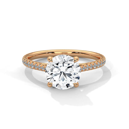2.0ct Round Brilliant Cut Moissanite Solitaire Ring 925 Sterling Silver Pave Set Band